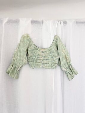 coquette gingham milkmaid crop top ✧